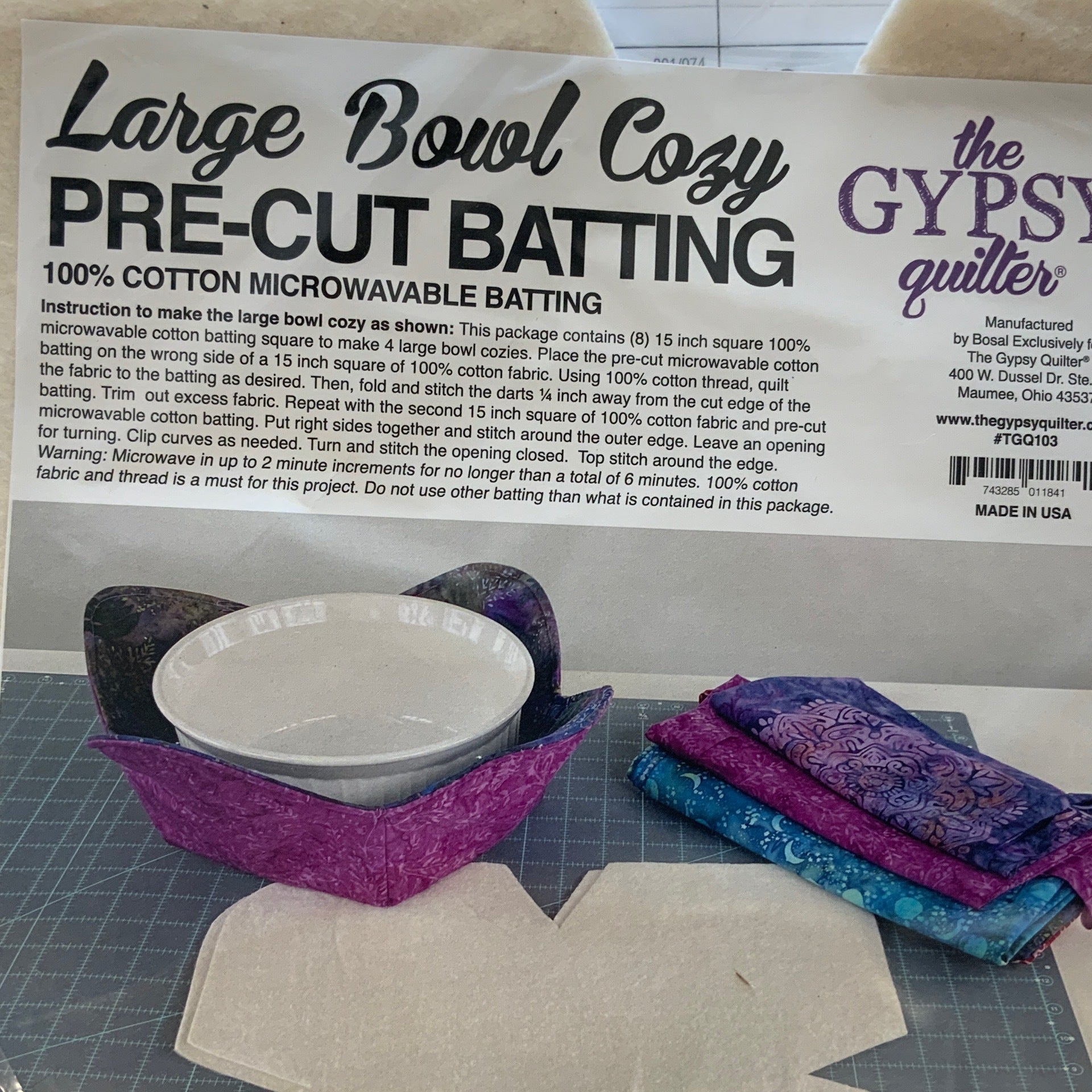 Large Bowl Cozy PreCut Batting Country Barn Quilt Co.